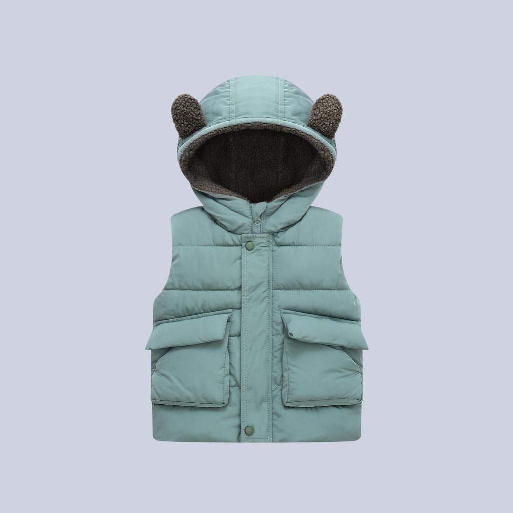 Toddler Hooded Vest with Bear Ears, Warm Padded Gilet for Boys and Girls, Autumn Spring Outfit, Age 1–6