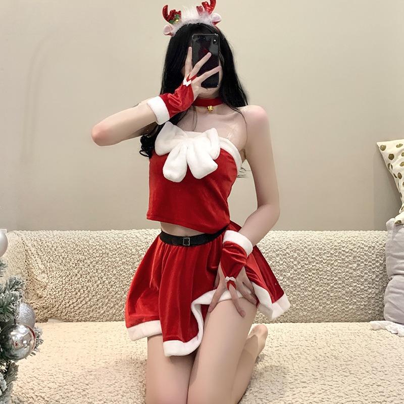 Women Elk Christmas Dress Costume Sexy Cosplay New Year'S Robe Sweet Nightdress Halloween Erotic Lingerie Night Club Suit