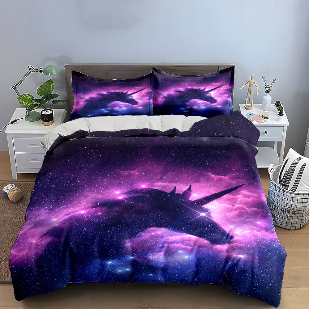 Galaxy Unicorn Bedding Set Bedding Duvet Cover Set Duvet Cover Pillowcases (1 * Duvet Cover 2 * Pillowcases, Without Duvet Insert)
