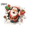 Indoor Outdoor Holiday Decor 3D Santa Claus Christmas Wall Decals, Break Through Reindeer Festive Murals Window Stickers, Removable Winter Decorations