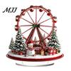Ferris Wheel Display 2D Acrylic Christmas Tabletop Decoration, Festive Village Scene Ornament Playground Theme with Snowman & Trees, Holiday