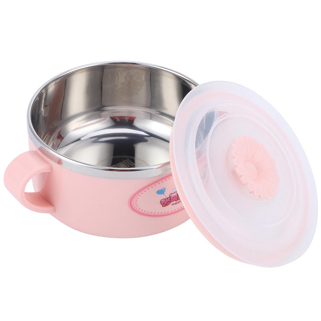 Baby Children Bowl Cartoon 304 Stainless Steel Rice Feeding Bowl with Lid Tableware