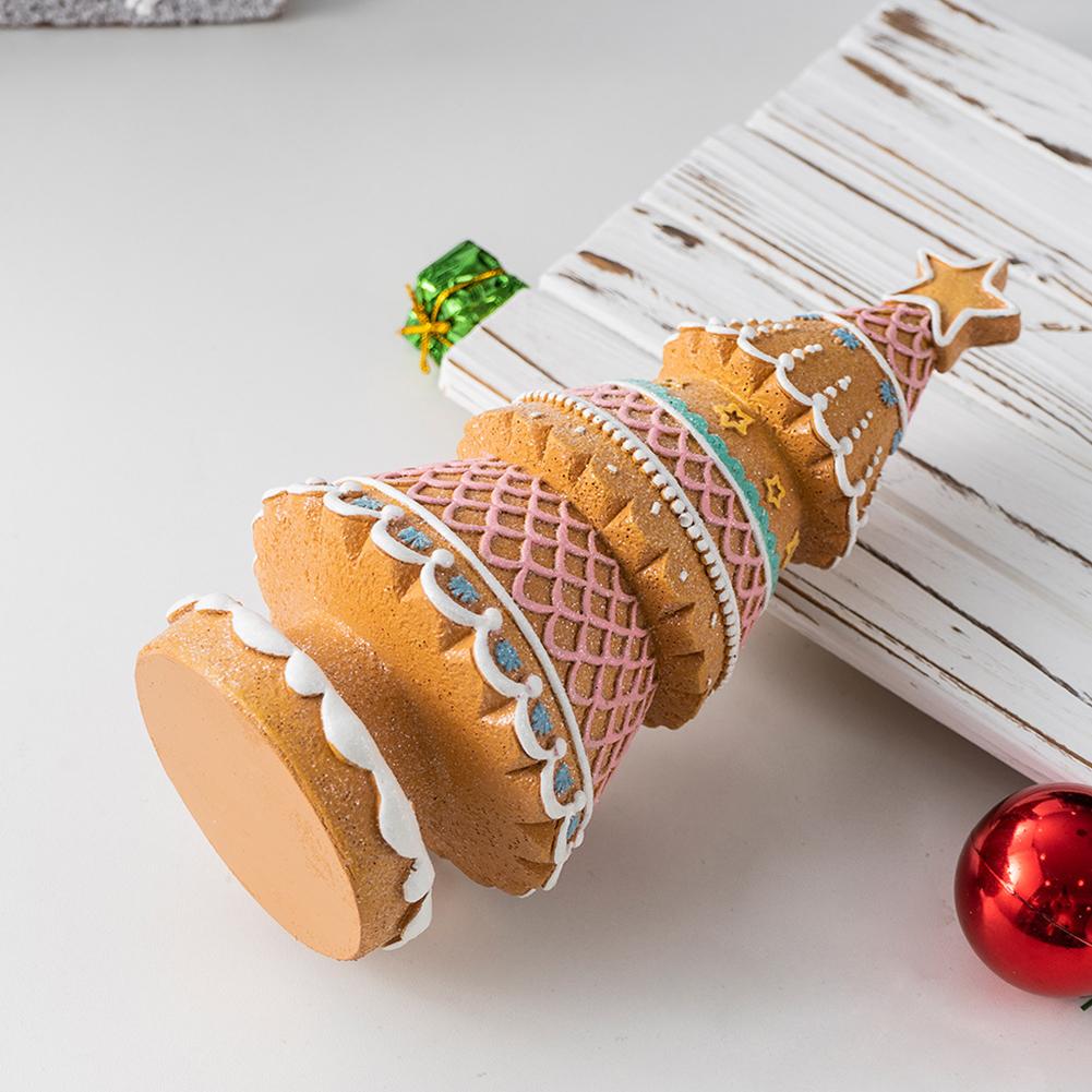 Gingerbread Christmas Village Tree Decor Figurines Festive Holiday Ornament Tabletop Mantel Shelf Home Decoration House Reindeer
