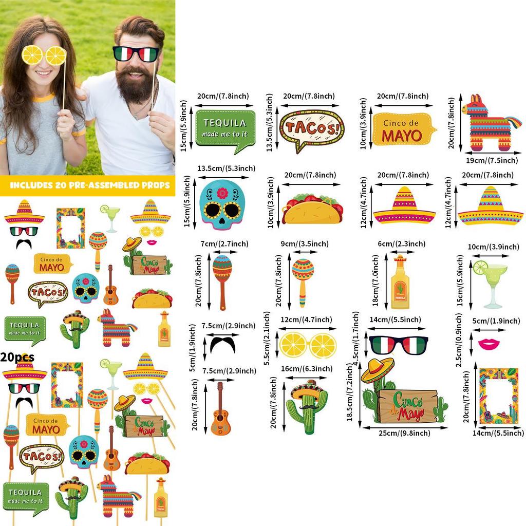 Mexican Carnival Photo Props Party Decorations With Paper Material For Festive Events