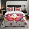 3pcs Fresh Style Bedding Set Butterfly Wing Printed Cozy Soft Duvet Cover King Queen Twin Size Birthday Gift Adult Bedroom Decor
