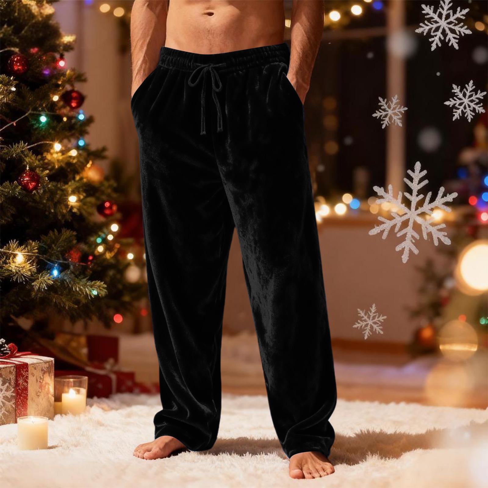 Herren Samt Freizeithose | Locker geschnitten mit elastischem Bund und Kordelzug | Für den täglichen Gebrauch XXL schwarz
