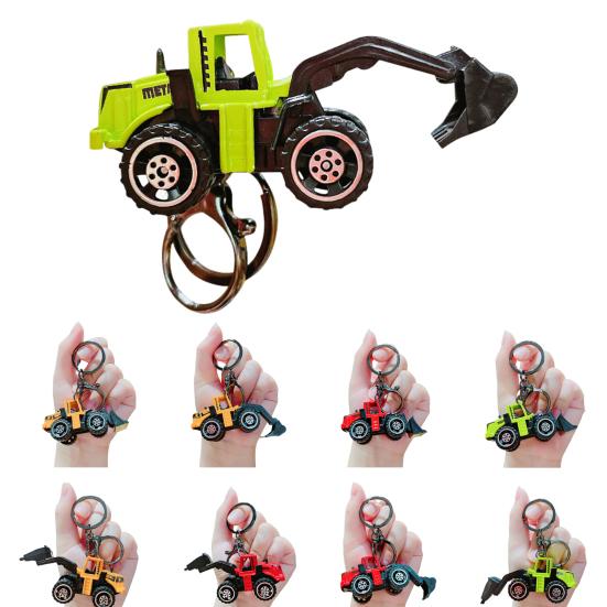Mini Engineering Cars Charm Keychain Pull Back Cartoon Toy Car Keychain Pendant Anti-Detachable Hook Decompression Tool