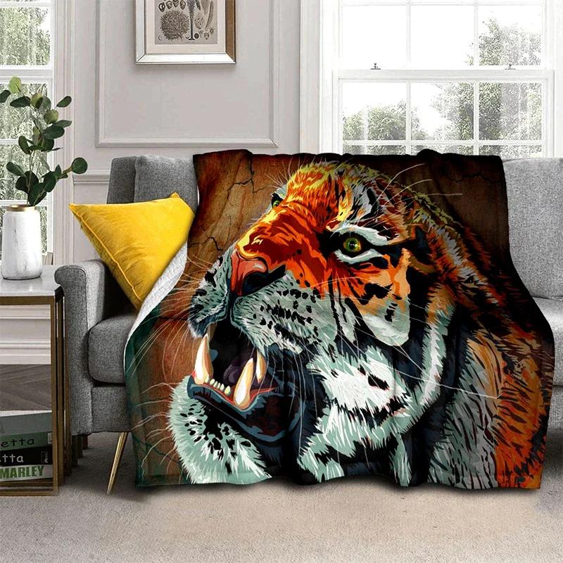 Tigerpläd Djur Supermjuk Varm Fluffig Fleece Lätt Flanellpläd Mysig Pälsklädd Plysch Sängkläder Pläd Gåva