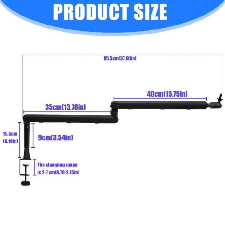 Studio Grade Aluminum Boom Mic Stand Low Height Design With Shake Proof Clamp Mount For Clear Live Streaming