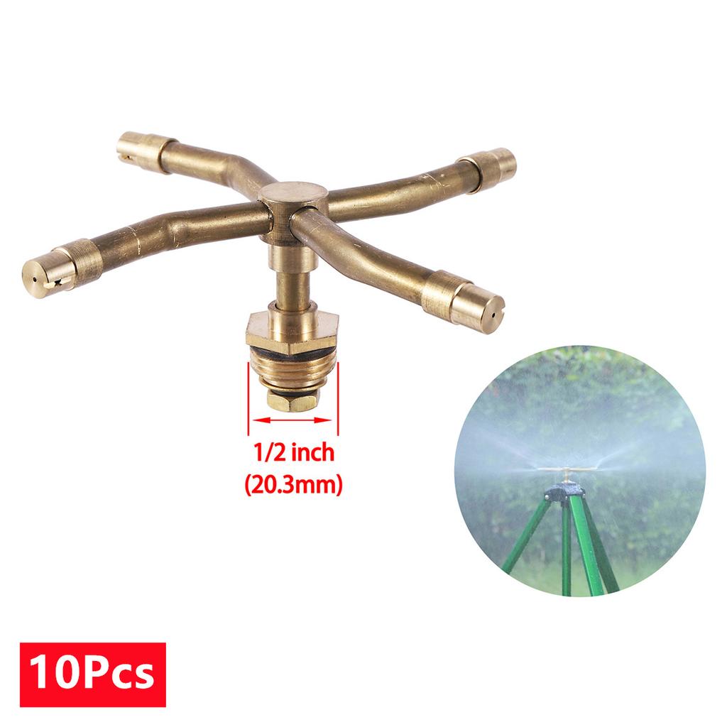 360° Automatic Rotating Cooper Sprinkler 2/3/4-way Optional Sprayer Nozzle 1/2" Male Thread Garden Lawn Orchard Irrigation Tools