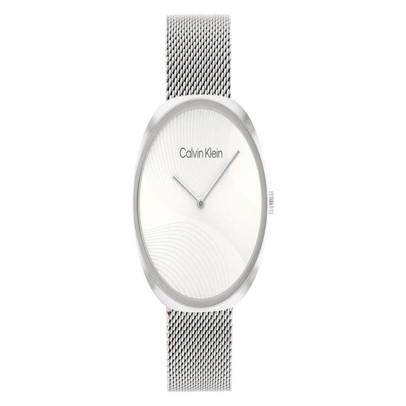 CALVIN KLEIN / watch quartz movement stainless steel strap 36.6mm silver dial women's watch fluctuating style fashionable waterproof 25200245-gj