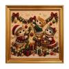 Faux Pearl Painting Kit for Adults Christmas Cat Art with Frame, Kitty DIY Embroidery Kit, 3D Bead Wall Craft Adults, Handmade Home Holiday