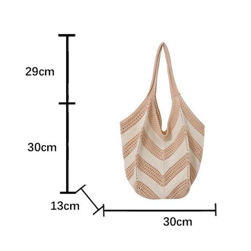 Women's Roomy Woven Net Backpack, Perfect for Summer Vacations, Casual Knitted Hollow-out Shoulder Bag KTB