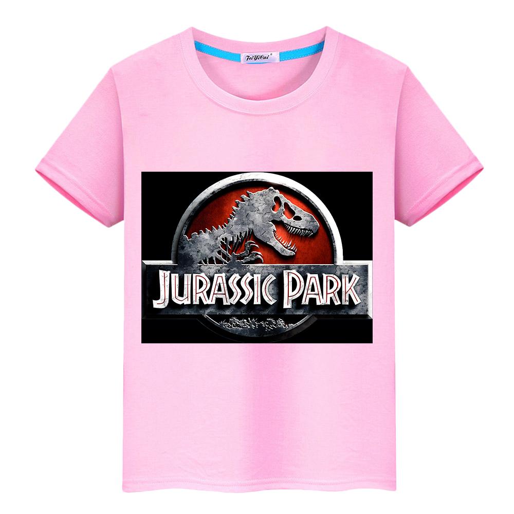 Jurassic Park 100%Cotton Summer Anime Tees Dinosaur Short Tops Kawaii Jurassic World T-shirt y2k one piece kids clothes boy girl