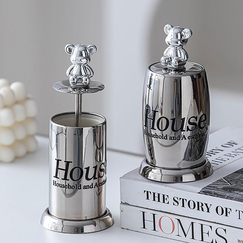 Cute Bear Toothpick Holder Cotton Swab Rod Storage Box Lipstick Organizer Box