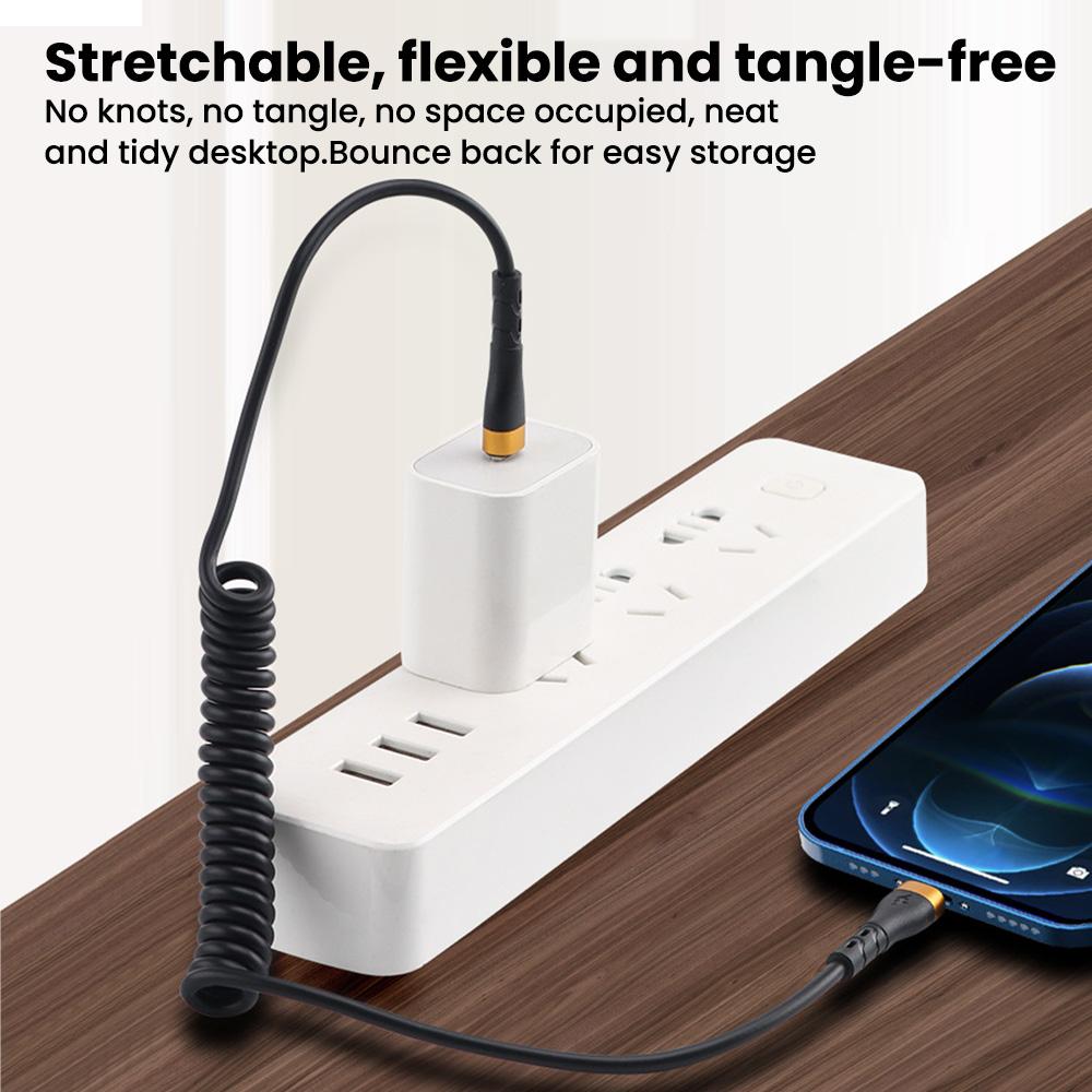 120W 6A Spring Cable Super Charging For Samsung S24 S23 USB C TO USB Type C Cable For iPhone 15 Plus Xiaomi 11 Quick Charger 3.0