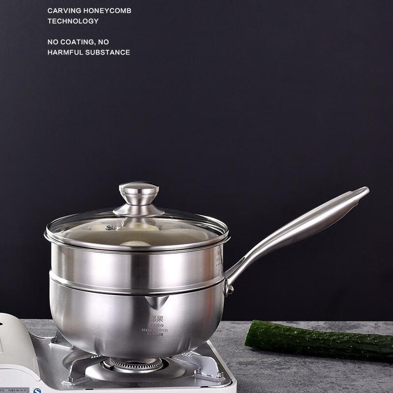 ZISIZ 22cm 316 Stainless Steel Tri-Ply Honeycomb Non-stick Soup Pot with Steamer