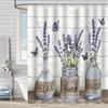 Bathroom Waterproof Curtain Digital Printing Plant Vase Shower Curtain Non-Punching Toilet Partition Curtain Shower Cloth