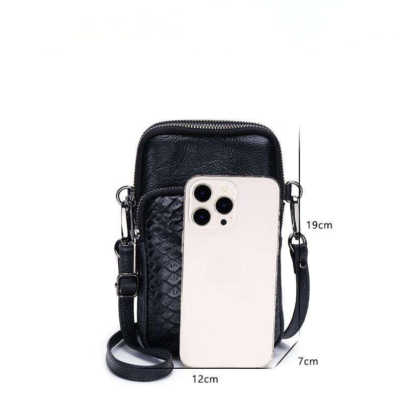 Skórzana Torba na Telefon Komórkowy Crossbody Damska z Pierwszej Warstwy Skóry Bydlęcej Wzór Aligatora Torba Damska na Ramię Torba na Telefon Komórkowy Mini