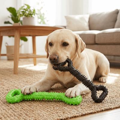 Bite Tough Double End Dog Pull Stick Spiky Surface Teeth Cleaning Toy  Daily Chewing