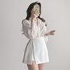 Autumn 2026 Elegant Embroidered Puff Sleeve Crochet Shirt for Women