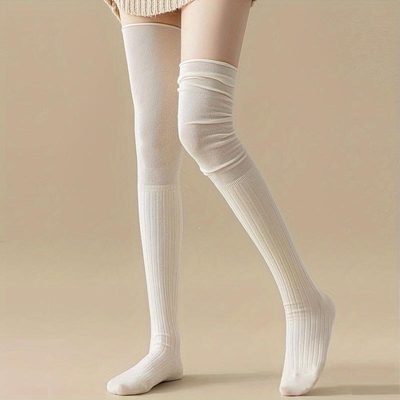 Stacked Knee High Socks Long Tube JK Socks Thigh Sleeves Spliced Knee Pads For Long Boots Soft Stretch Fabric Fashionable For Cosplay School Outfits