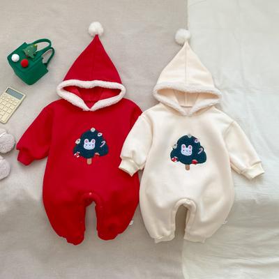 Mit Kapuze Baby Weihnachten Overalls Herbst Winter Kleinkind Sweatshirt Romper Baby Kleidung Neue Jahr Infant Onesie Kinder Outfit