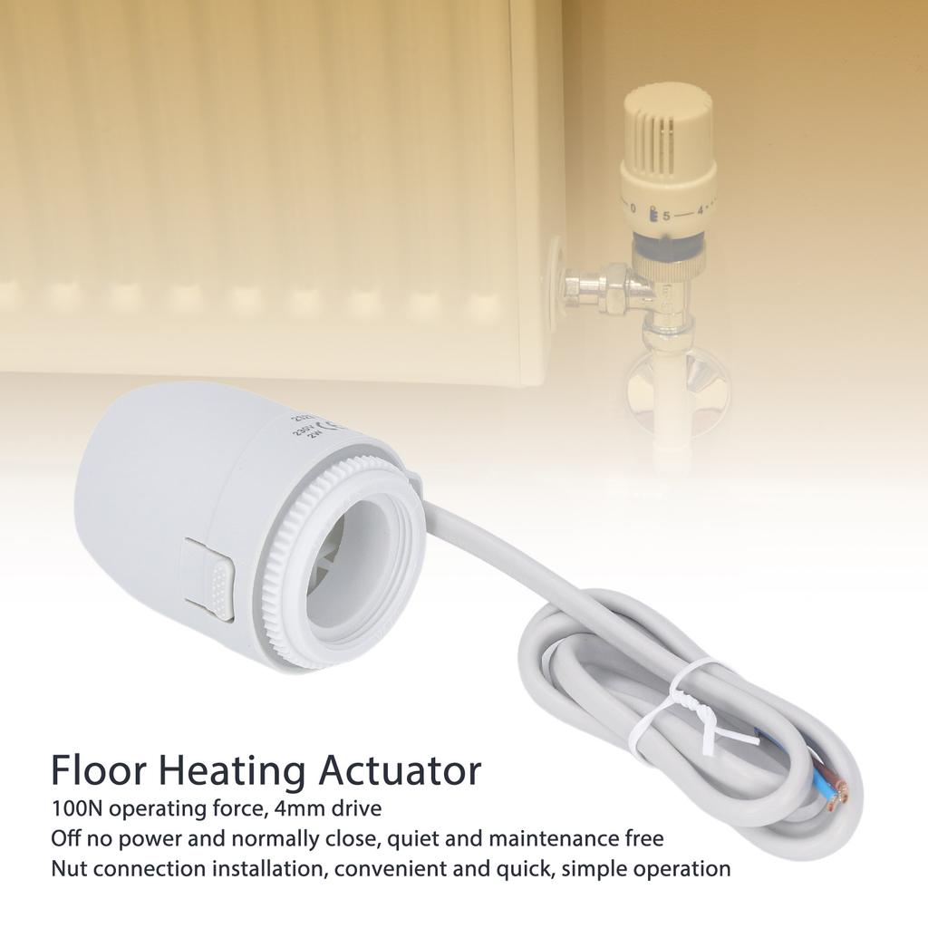 Elektrothermischer Stellantrieb M30x1,5m PC 100N 230VAC Schwer entflammbar Normal geschlossen Fußbodenheizungsstellantrieb -25-65℃ für Zuhause