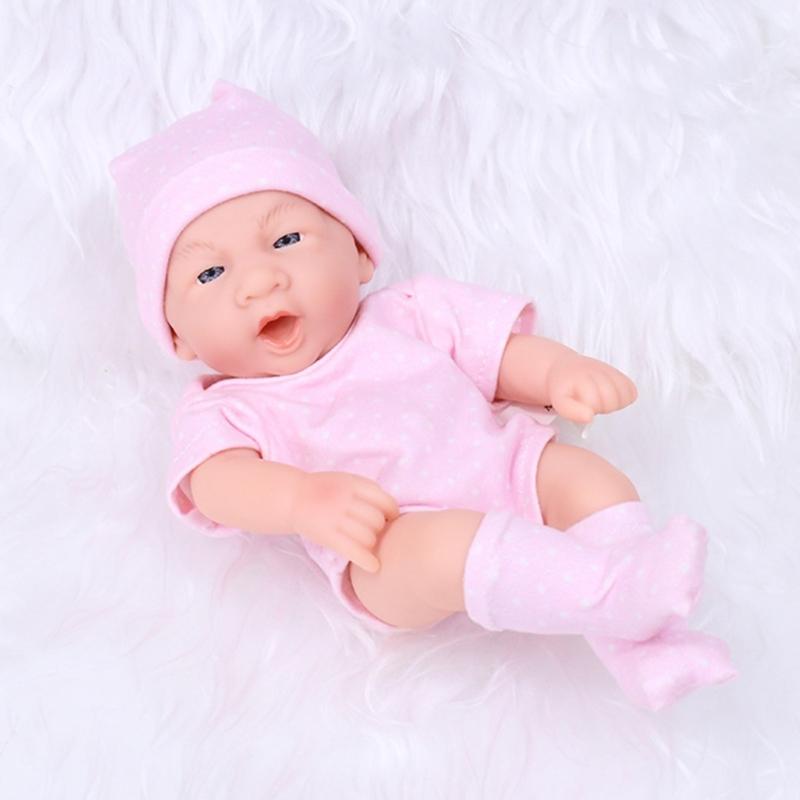 7.87 Inches Reborns Popular Pouting Cute Girl Doll with Knit Sweater Hat Soft Cuddle Doll for Toddler Birthday Gift
