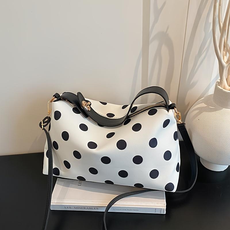 Women s crossbody bag, new trendy polka dot color-block handbag, simple tote bag, sophisticated and relaxed handbag for commuting. чёрный