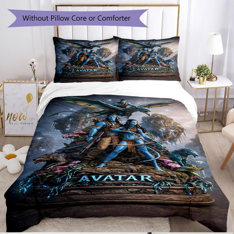 Parure de lit 3 pièces avec housse de couette (1*Housse de couette + 2*Taie d'oreiller, sans noyau), Ensemble de literie doux avec impression Avatar, Décoration de chambre à coucher pour la maison, Cadeau