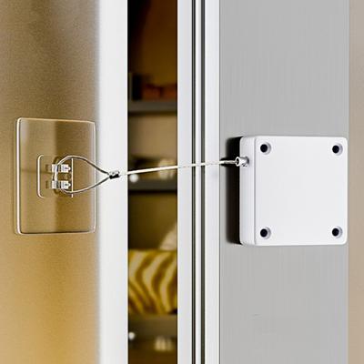 Automatic Door Closer with Steel Wire Adjustable Punch Free Self-Adhesive Wall Mount Bathroom Bedroom Sliding Screen Door Closing Device