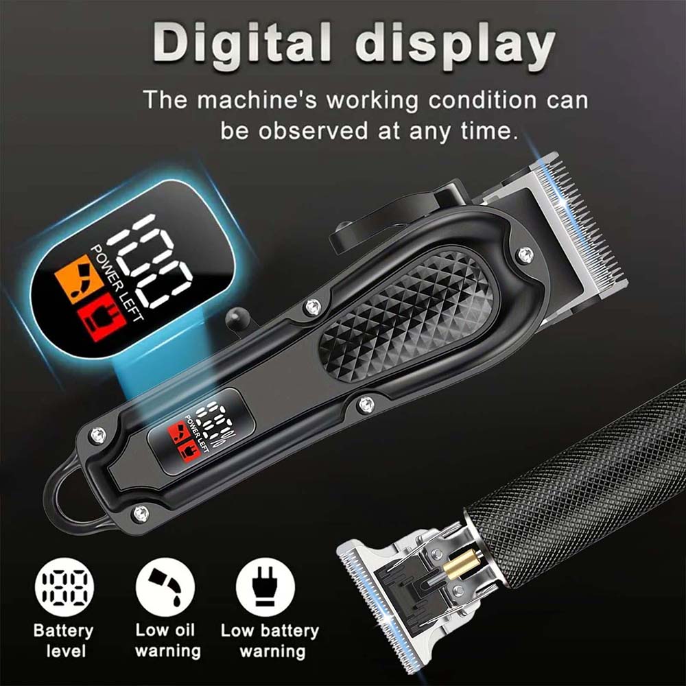 Professional Hair Clipper for Men - Cordless Rechargeable Barber Hair Trimmer Machine Electric Hair Clipper Haircut Grooming Kit