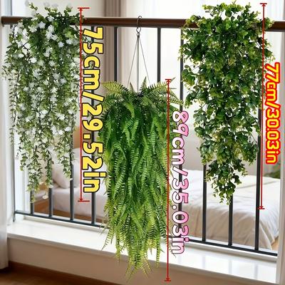 2pcs Outdoor Hanging Artificial Greenery Set UV-Resistant Faux Ivy Plastic Leaves for Garden Patio Porch Office Wedding Festival