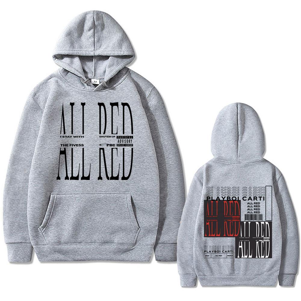 Rapper Playboi Carti Opium ALL RED Album Grafik Hoodie Herren Damen Mode Hip Hop Kapuzenpullover Herren 90er Übergroße Hoodies