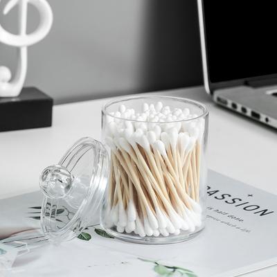 4Pcs Qtip Holder Dispenser with Lids Clear Acrylic Bathroom Jars Swab Storage Multifunction Acrylic Cosmetic Makeup Organizer