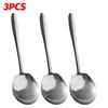 6/1PCS Large Stainless Steel Round Soup Spoons Thickened Long Handle Dining Spoon Tablespoons Big Head Scroops Kitchen Utensils