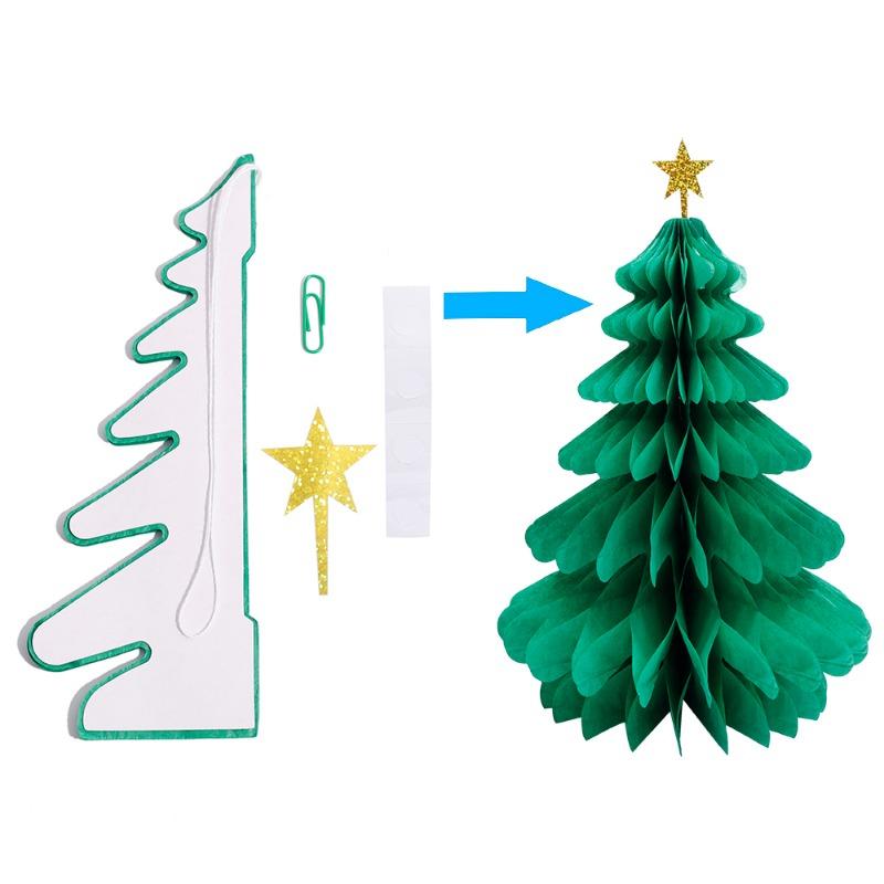 Christmas Tree Table Decoration Paper Honeycomb Pendant Merry Christmas Hanging Ornaments For Home New Year Xmas Festival