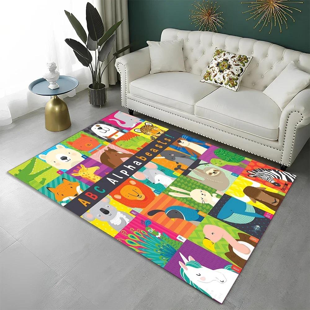 Kids Early Education Rug Series Alphabet Animal Number Patterns Suitable for Nursery Kindergarten Children's Room Learning Space