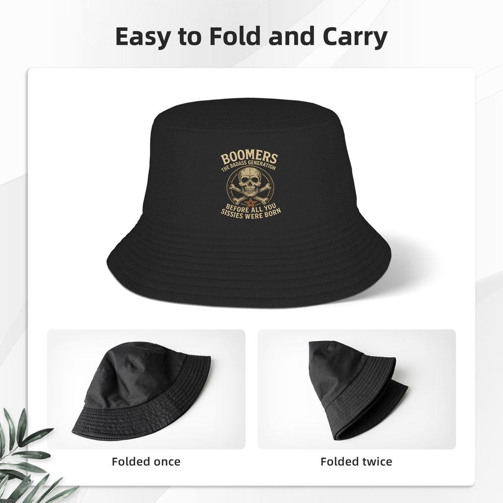 Boomers Die Badass Generation Eimerhut Outdoor Fischerkappen Für Damen Vintage Reise Wanderung Sonnenschutzmützen Atmungsaktive Kappe