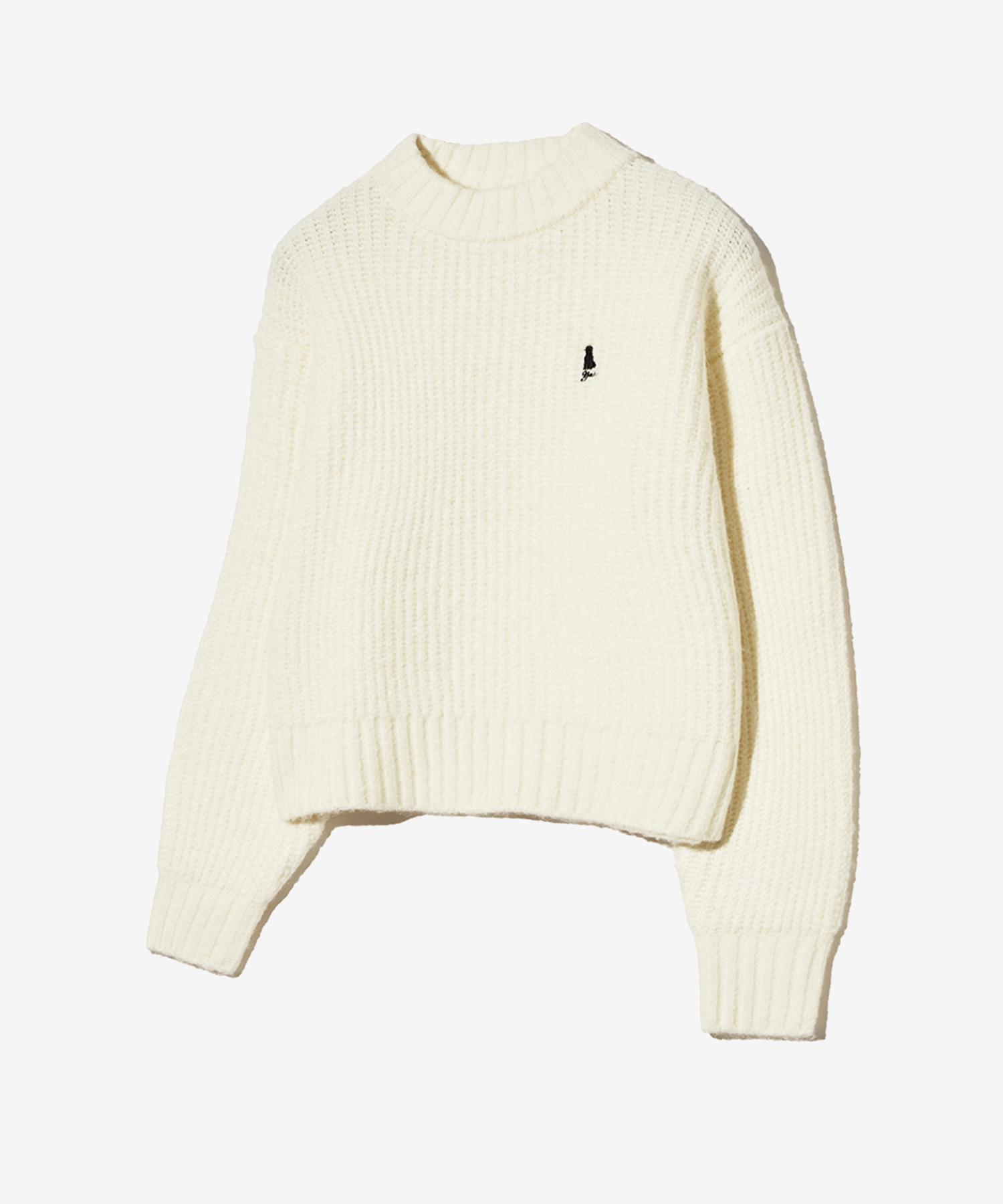 Yale Women S Boucle Mock Neck Crop Knit_Ivory Ivory/M