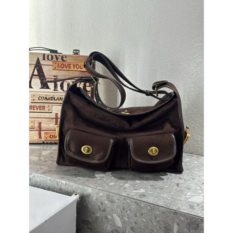 Large Capacity Red Suede Hobo Bag