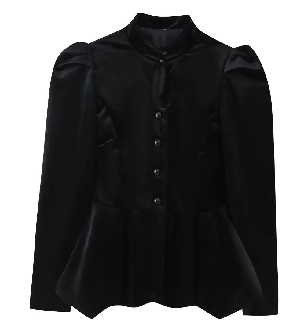 European and American women s clothing popular fashion casual stand-up collar water drop hollow skirt pendulum jacket S
