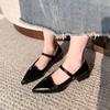 2025 New Spring and Autumn Women's Mary Jane Pointed Shoes Korean Style Ladies' Casual High Heels Work and Party Wear