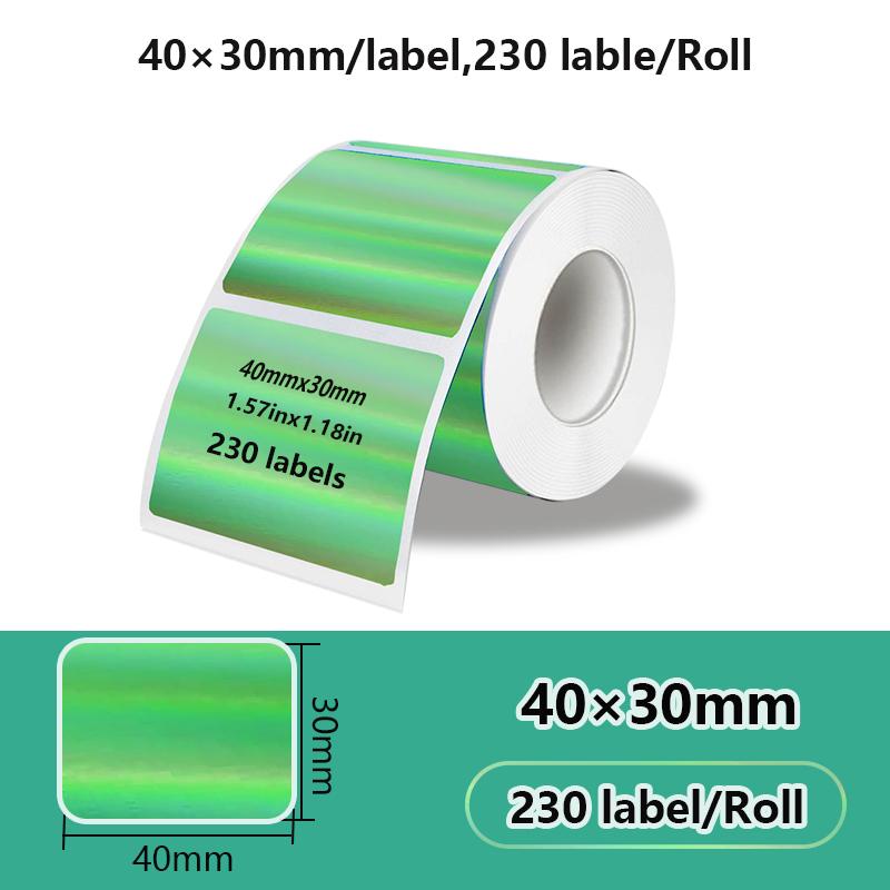 1PK New Holographic Laser Color Transparent Thermal Adhesive Label Roll Suit for Phomemo M110/M200/M120/M220 E210 P50 DETONG P1