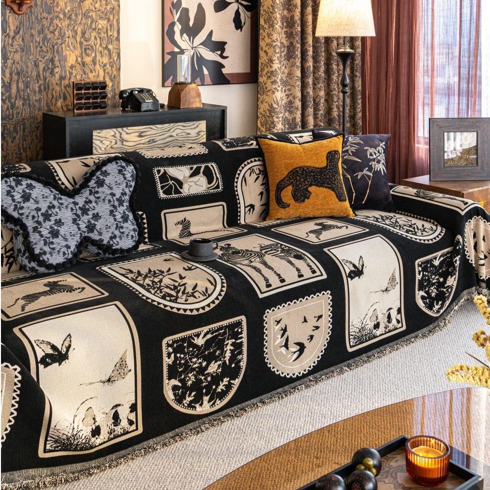 Horse Print Modern Chenille Sofa Mats Full Coverage Thicken Four Seasons Universal Sofa Throw Cover Blanket Mats 180x130cm