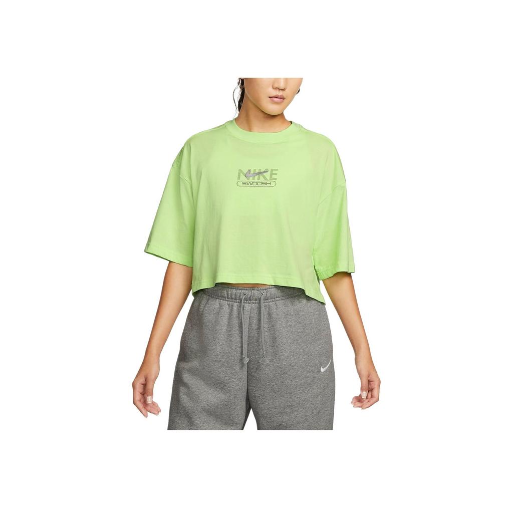 Nike Sportswear Swoosh Letter Logo Print Short Sleeve T-Shirt Women Tops Green DR5625-360