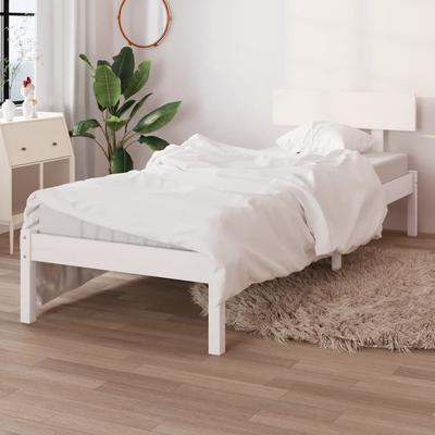 Vidaxl Bed Frame, White, Solid Pine Wood, 100 X 200 Cm
