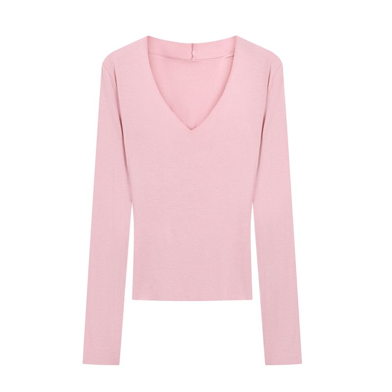 Kumikumi Gyaru Style Solid Sexy Temperament V-neck Long sleeves Shirt Women clothes Autumn Slim fit Slimming Versatile Top
