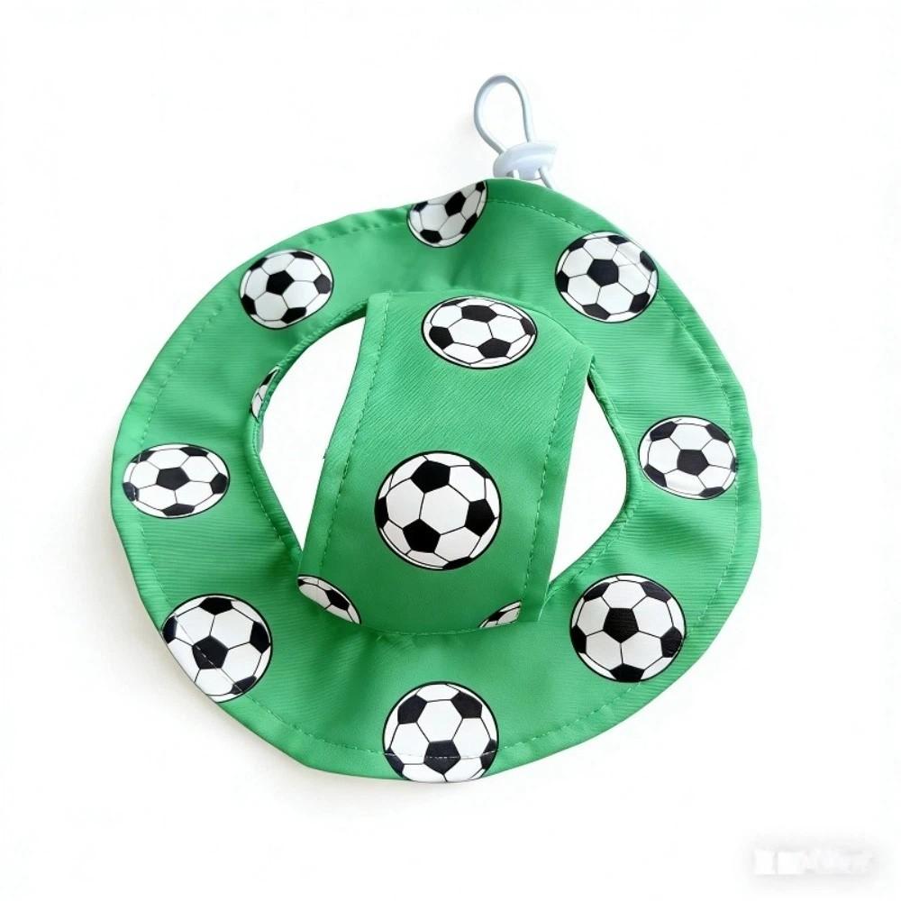 

Cute Football Theme Dog Fisherman Hat Breathable Comfortable Exposed Ear Hat Adjustable Dog Sunscreen Hat Beach Activities